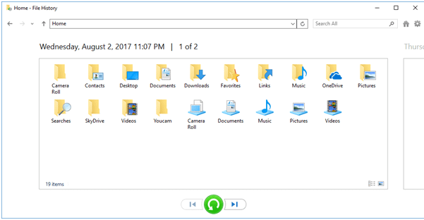 Recover images through Windows backup